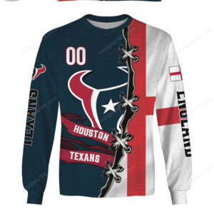 Houston Texans x England Flag Hybrid Performance NFL Flag Hoodie