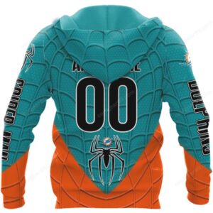 Aqua & Orange Superhero Themed Dolphins Shirt