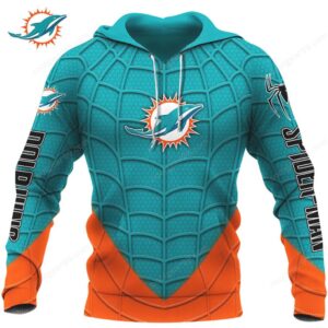 Aqua & Orange Superhero Themed Dolphins Shirt