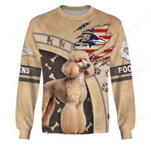 Baltimore Ravens Football Poodle Flag Nation T Shirt