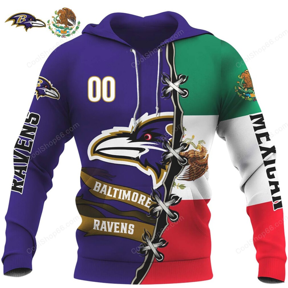 Baltimore Ravens Mexican Heritage All Over Print Pullover Hoodie Baltimore Ravens Mexican Heritage All Over Print Pullover Hoodie