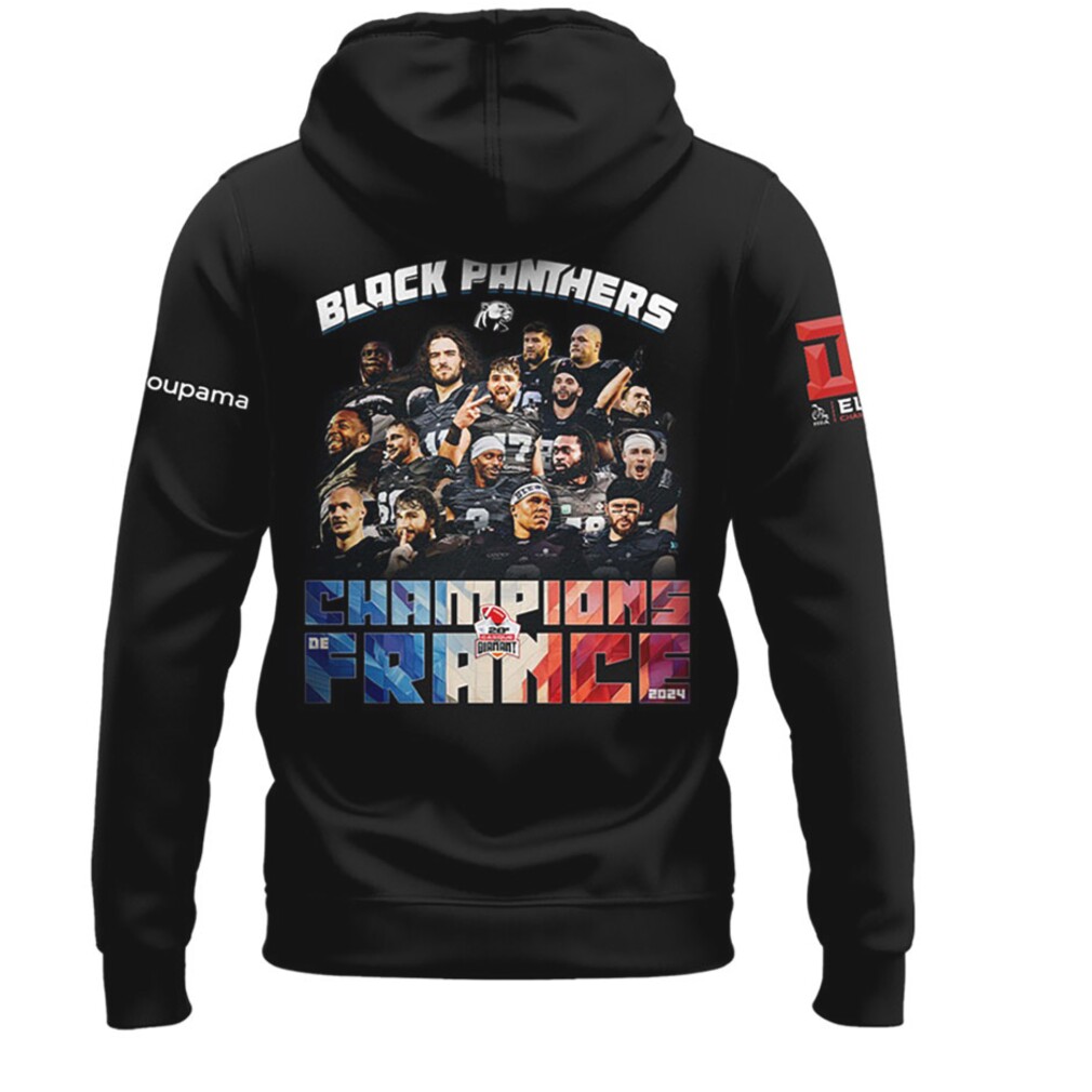 Black Panthers Champions France Team Photo Hoodie Black Panthers Champions France Team Photo Hoodie
