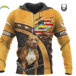 Bold Pit Bull Dog American Flag Graphic Hoodie