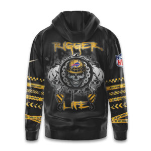 Buffalo Bills NFL Rugged 'Rigger Life' Skull & 'Do Not Cross' Custom All Over Print Hoodie