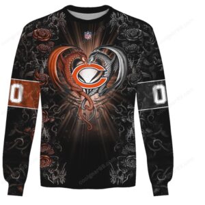 Chicago Bears Dragon's Heart Custom Apparel NFL Hoodie