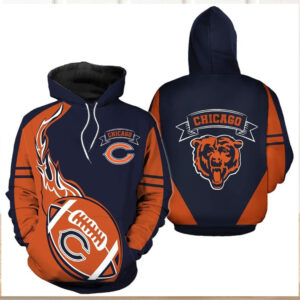 Chicago Bears Flame Graphic NFL Fan Hoodie