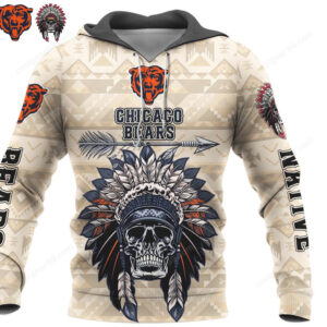 Chicago Bears Native American Skull NFL Hoodie Chicago Bears Native American Skull NFL Hoodie