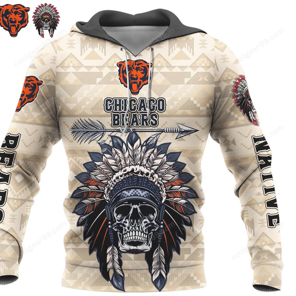 Chicago Bears Native American Skull NFL Hoodie Chicago Bears Native American Skull NFL Hoodie