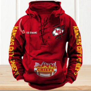 Chiefs Kingdom Skyline Lace Up Personalized Hoodie
