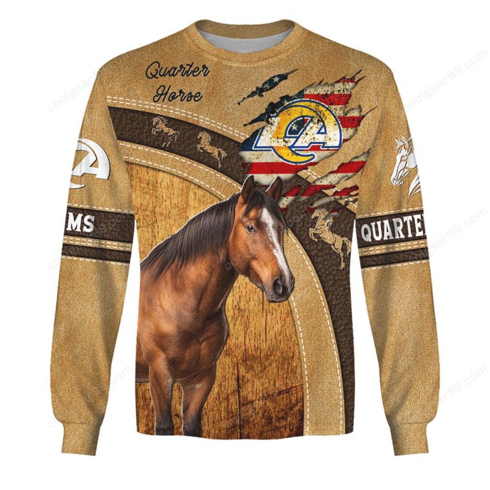 Custom Los Angeles Rams Quarter Horse Racing Team 00 3D Hoodie Custom Los Angeles Rams Quarter Horse Racing Team 00 3D Hoodie