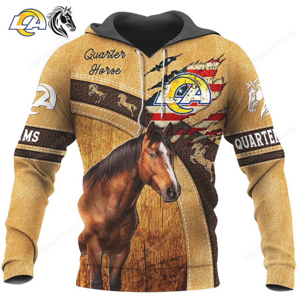Custom Los Angeles Rams Quarter Horse Racing Team 00 3D Hoodie Custom Los Angeles Rams Quarter Horse Racing Team 00 3D Hoodie