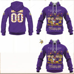 Custom Minnesota Vikings Peanuts 'Most Wonderful Time' Holiday Hoodie