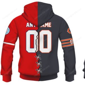 Custom Name Chicago Bears x Chicago Cubs House Divided Hoodie