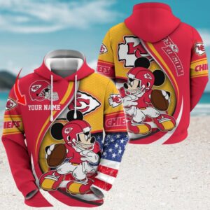 Custom Name Kansas City Chiefs Mickey Mouse Football Hoodie Custom Name Kansas City Chiefs Mickey Mouse Football Hoodie