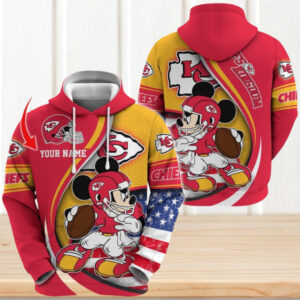 Custom Name Kansas City Chiefs Mickey Mouse Football Hoodie