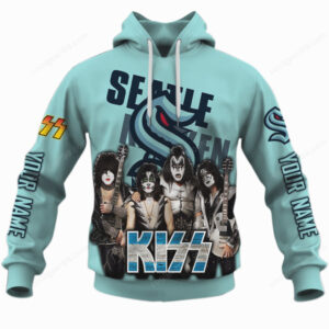Custom Seattle Kraken x KISS Band Personalized Apparel Collection Shirt