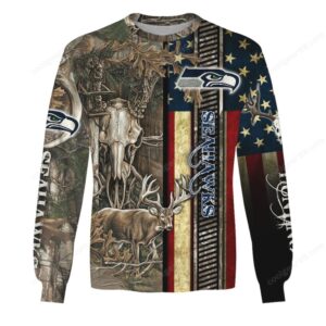 Custom Seattle Seahawks Deer Skull Camo Hoodie