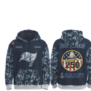Custom US Navy 250th Birthday Celebration Tampa Bay Buccaneers Hoodie