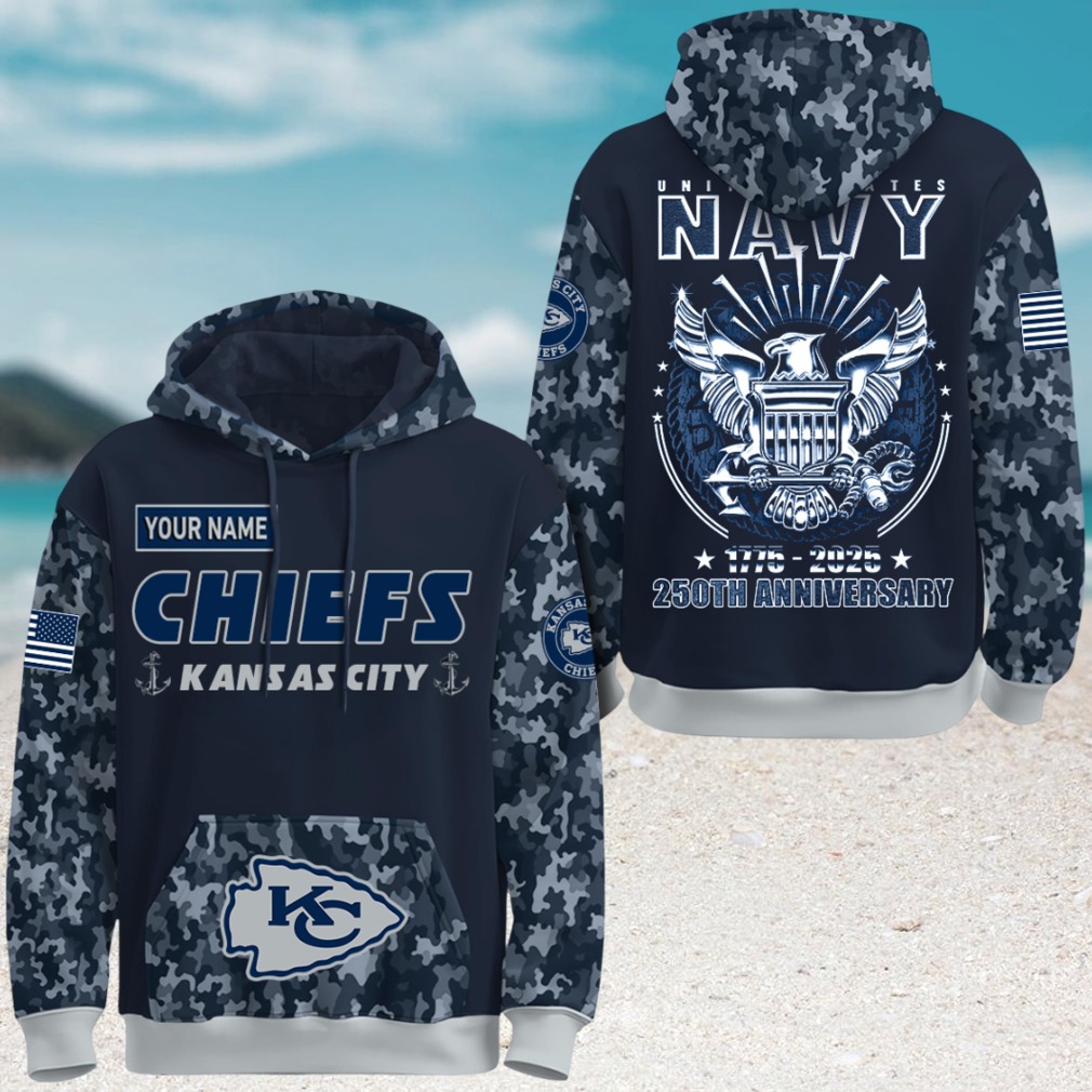 Customizable Kansas City Chiefs US Navy 250th Anniversary Hoodie Customizable Kansas City Chiefs US Navy 250th Anniversary Hoodie