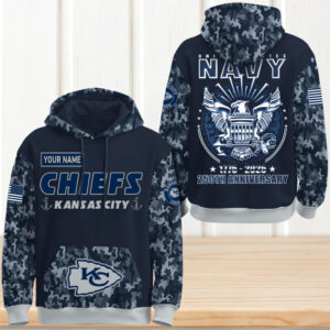 Customizable Kansas City Chiefs US Navy 250th Anniversary Hoodie