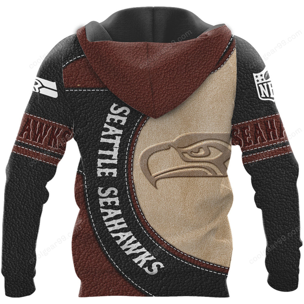 Customizable Seattle Seahawks Faux Leather Hoodie Customizable Seattle Seahawks Faux Leather Hoodie
