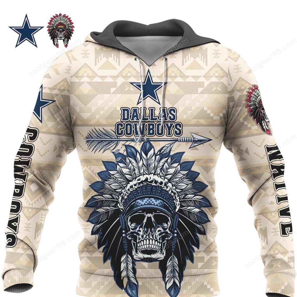 Dallas Cowboys Native American Headdress Skull Graphic Hoodie Dallas Cowboys Native American Headdress Skull Graphic Hoodie