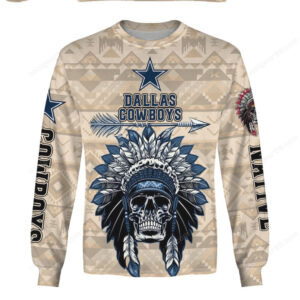 Dallas Cowboys Native American Headdress Skull Graphic Hoodie