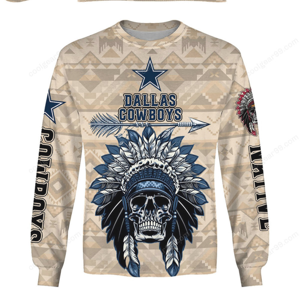 Dallas Cowboys Native American Headdress Skull Graphic Hoodie Dallas Cowboys Native American Headdress Skull Graphic Hoodie