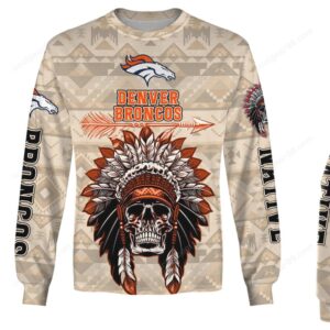 Denver Broncos Native American Skull Headdress Apparel Hoodie