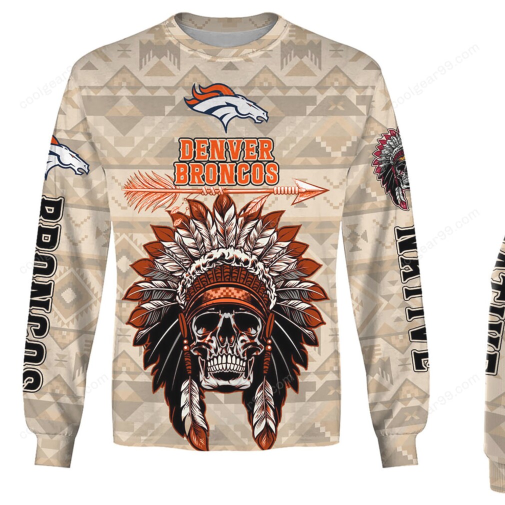 Denver Broncos Native American Skull Headdress Apparel Hoodie Denver Broncos Native American Skull Headdress Apparel Hoodie