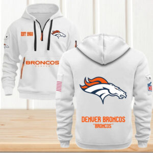 Denver Broncos White Logo Pullover NFL Hoodie