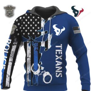 Houston Texans Police Thin Blue Line, NFL Football Fan Hoodie