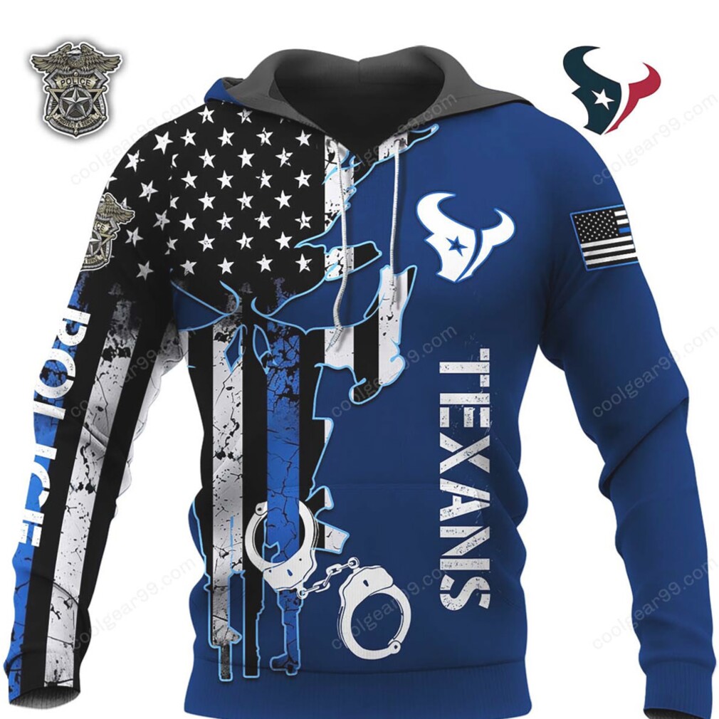 Houston Texans Police Thin Blue Line, NFL Football Fan Hoodie Houston Texans Police Thin Blue Line, NFL Football Fan Hoodie