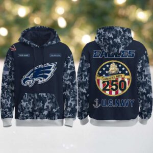 Eagles US Navy 250th Birthday Celebration Night Game 2025 Hoodie Joggers Cap 1