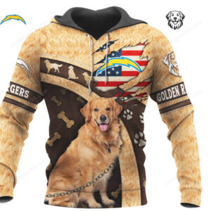 Golden Retriever Los Angeles Chargers Patriotic Dog Lover Apparel Collection Hoodie