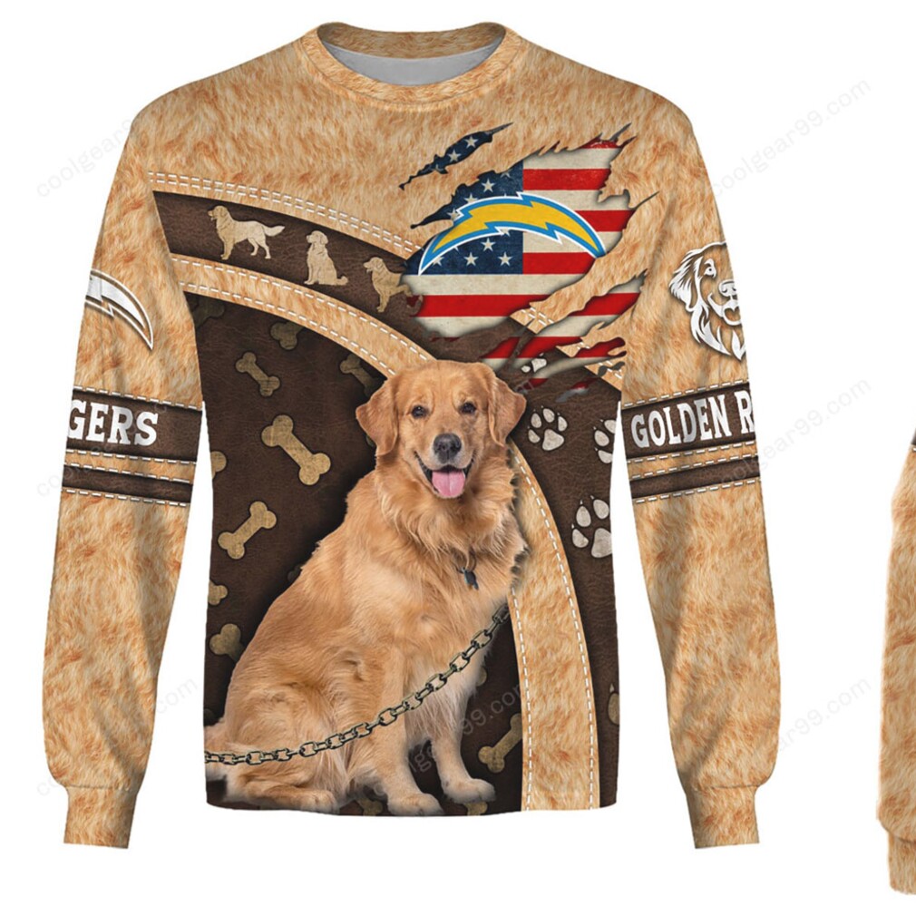 Golden Retriever Los Angeles Chargers Patriotic Dog Lover Apparel Collection Hoodie Golden Retriever Los Angeles Chargers Patriotic Dog Lover Apparel Collection Hoodie