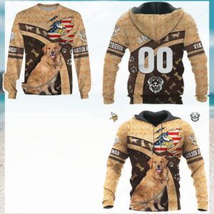 Golden Retriever & Minnesota Vikings Fan 3D Print Hoodie Golden Retriever & Minnesota Vikings Fan 3D Print Hoodie