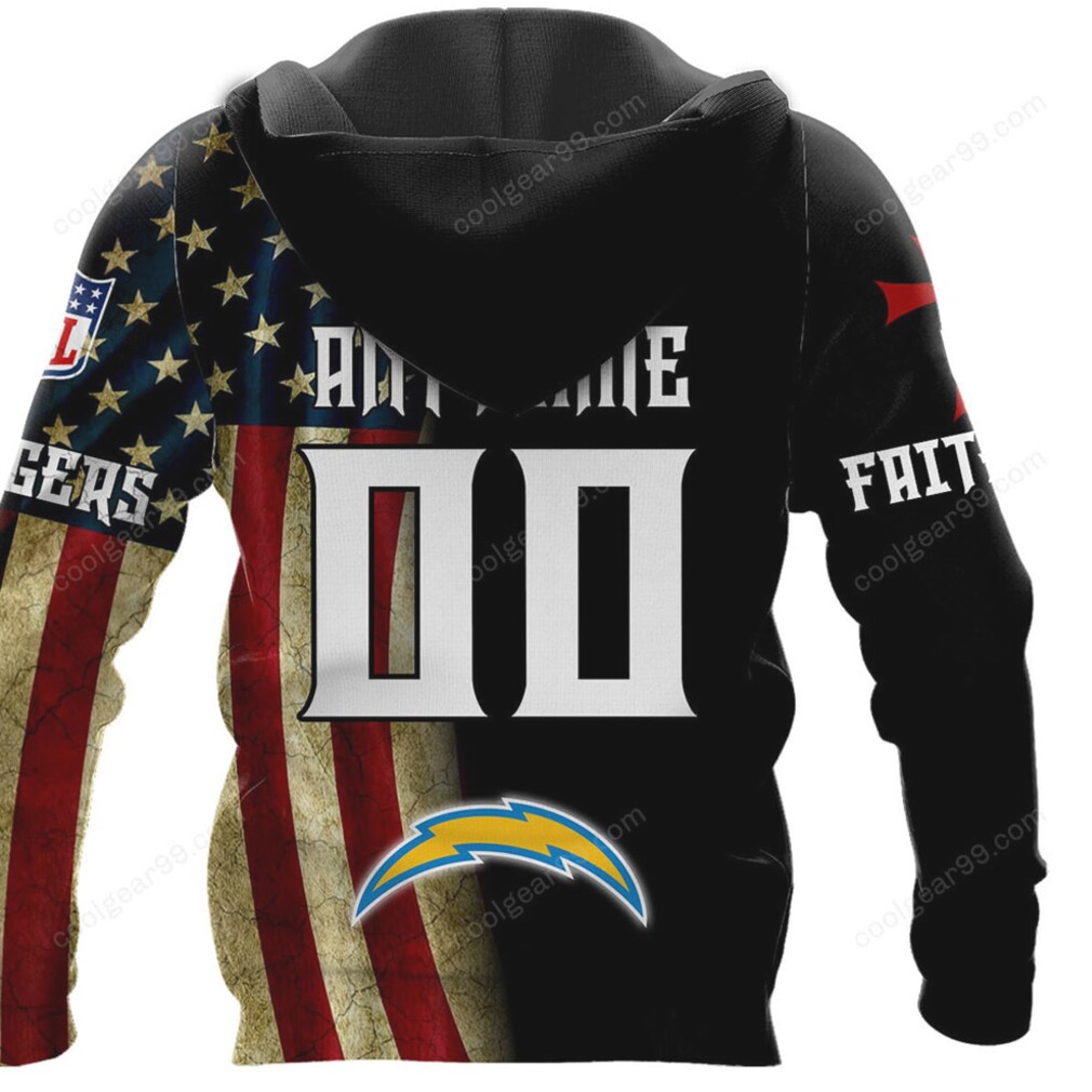 HFUL CHARGERS Christian Knight American Flag Graphic Apparel Hoodie HFUL CHARGERS Christian Knight American Flag Graphic Apparel Hoodie