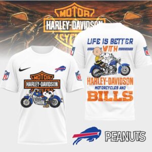 Harley Davidson x Buffalo Bills x Peanuts Crossover T Shirt Harley Davidson x Buffalo Bills x Peanuts Crossover T Shirt