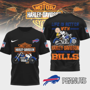 Harley Davidson x Buffalo Bills x Peanuts Crossover T Shirt