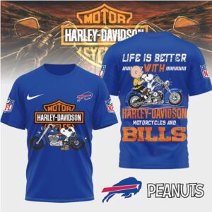 Harley Davidson x Buffalo Bills x Peanuts Crossover T Shirt