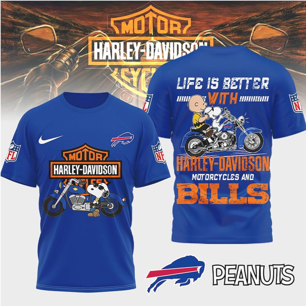 Harley Davidson x Buffalo Bills x Peanuts Crossover T Shirt Harley Davidson x Buffalo Bills x Peanuts Crossover T Shirt