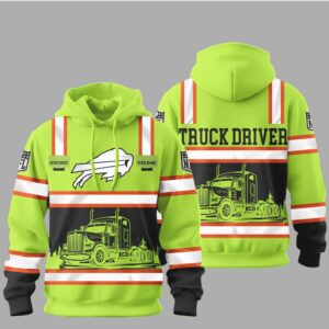 High Visibility Truck Driver Hoodie with Buffalo Bills Logo High Visibility Truck Driver Hoodie with Buffalo Bills Logo