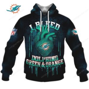I Bleed Dolphins Green & Orange Apparel Collection Shirt