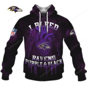 I Bleed Purple & Black Ravens Fan Apparel Hoddie I Bleed Purple & Black Ravens Fan Apparel Hoddie