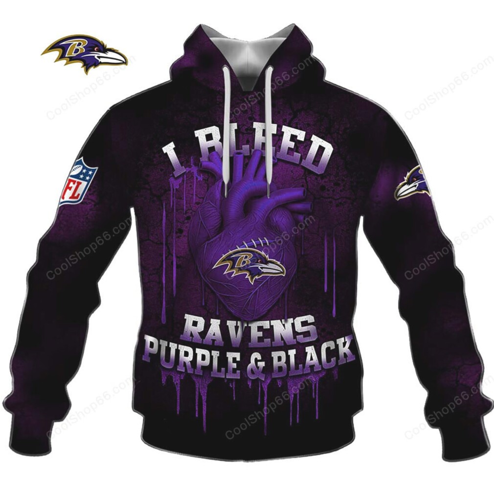 I Bleed Purple & Black Ravens Fan Apparel Hoddie I Bleed Purple & Black Ravens Fan Apparel Hoddie