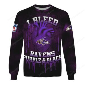 I Bleed Purple & Black Ravens Fan Apparel Hoddie
