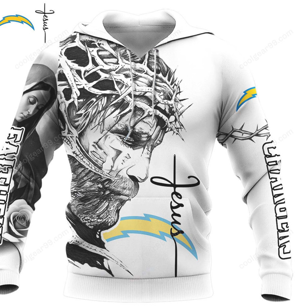 Jesus Themed Los Angeles Chargers Fan Collection Hoodie Jesus Themed Los Angeles Chargers Fan Collection Hoodie