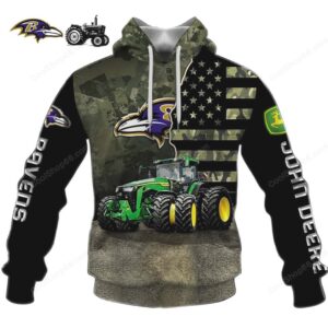 John Deere Tractor Baltimore Ravens American Flag Camouflage Hoodie John Deere Tractor Baltimore Ravens American Flag Camouflage Hoodie