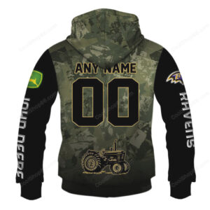John Deere Tractor Baltimore Ravens American Flag Camouflage Hoodie